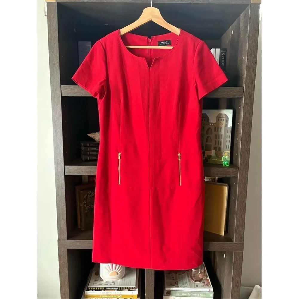 Tahari Arthur S. Levine Dress With Gold Zipper Pocket Size 6